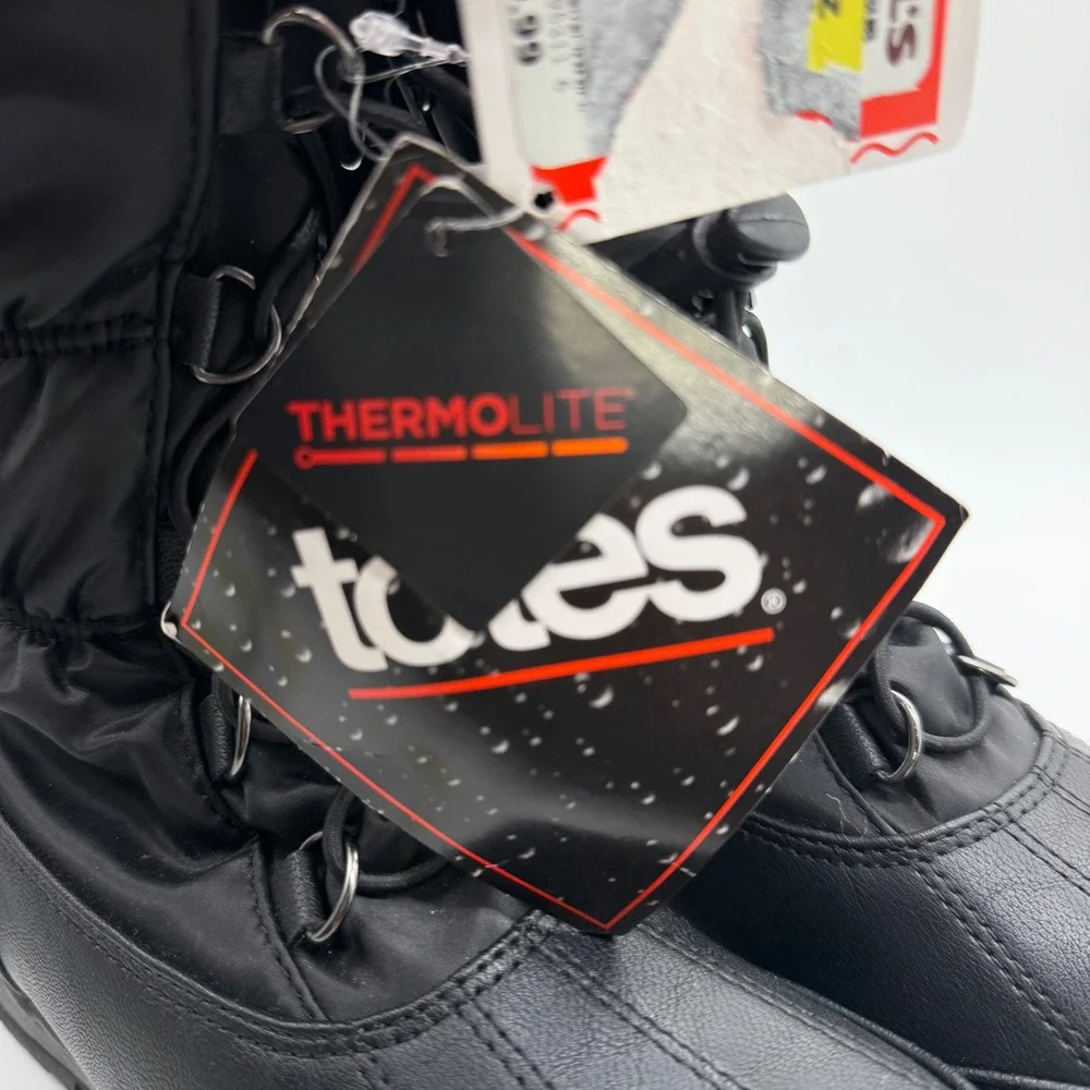 Totes April Black Wide Width Snow Boots Womens 5W Thermolite Insulated Faux Fur